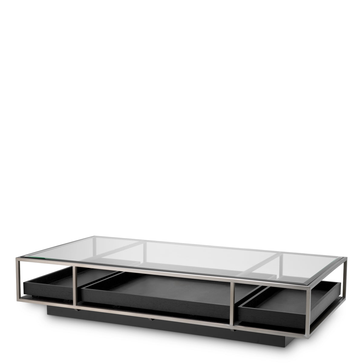 Eichholtz Roxton Coffee Table Brushed Steel Finish Clear Glass Black Veneer - Coffee Table Brushed Steel Finish Clear Glass Black Veneer Side Tables Sterling Home 5