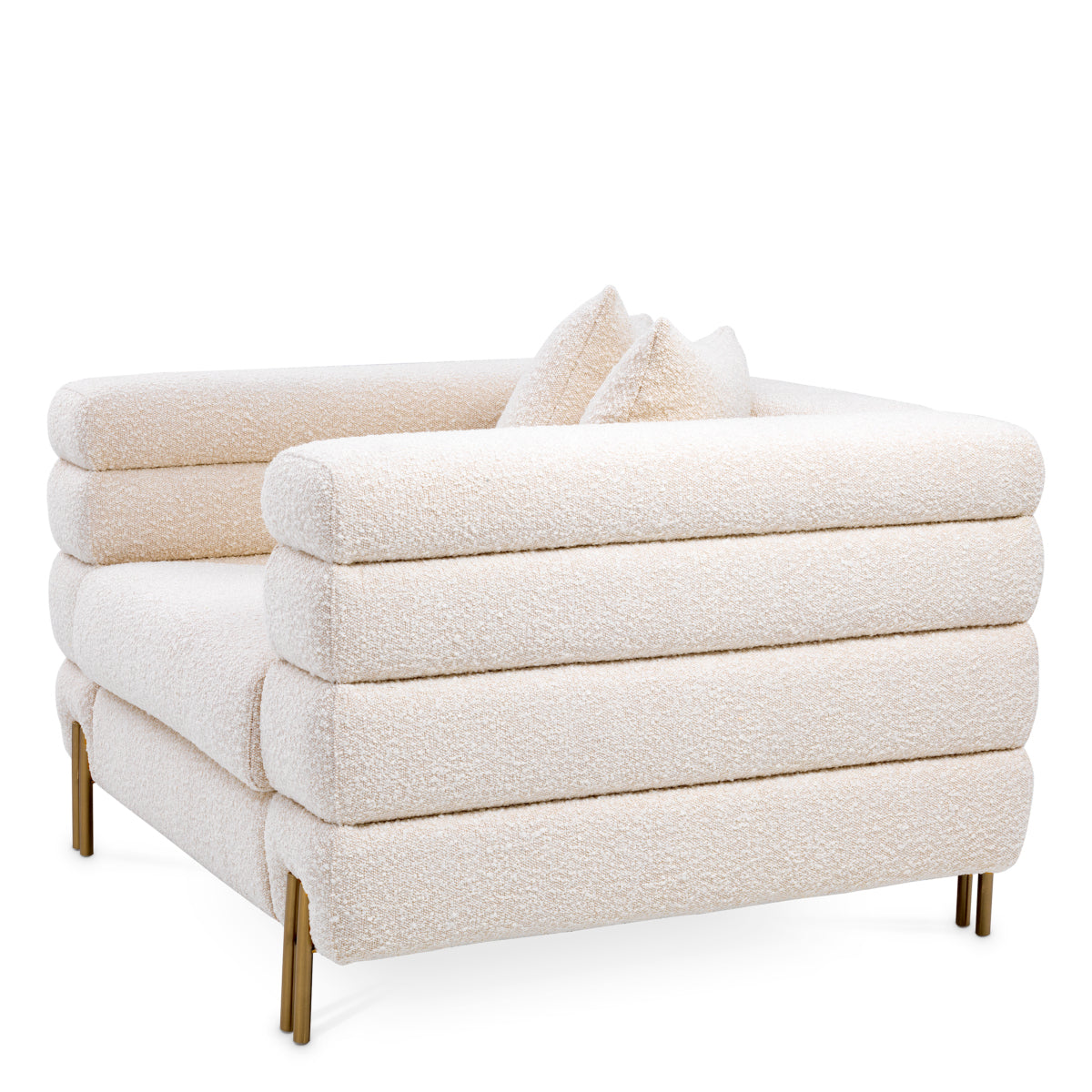 Eichholtz York Armchair Boucle Cream Brushed Brass Legs - Armchair Boucle Cream Armchairs Sterling Home 5