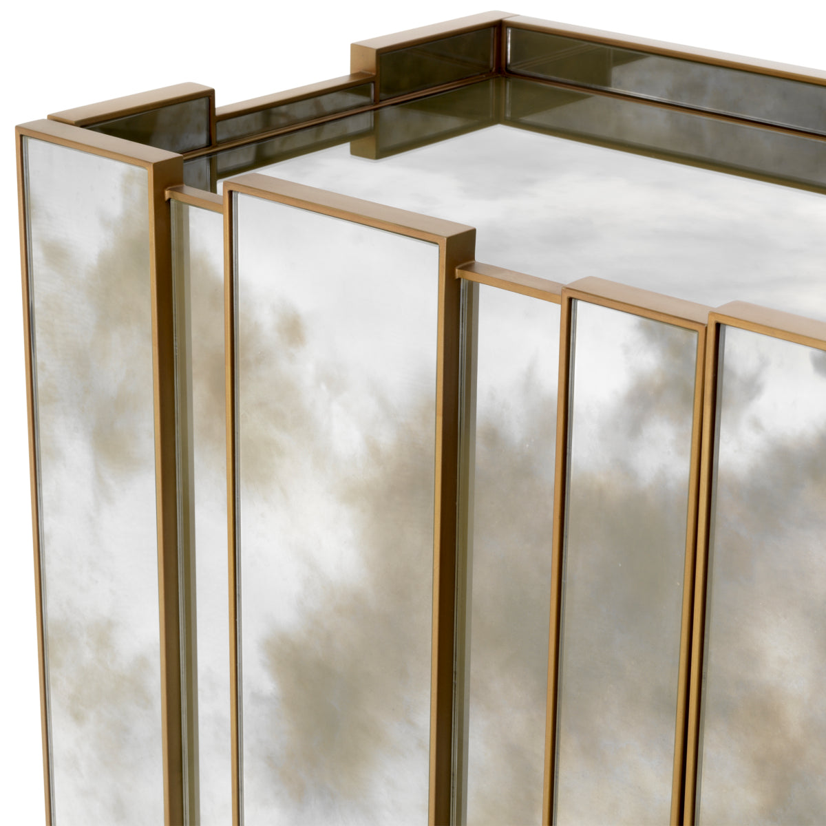 Eichholtz Nottingham Dresser Brushed Brass And Antique Mirror Glass - Dresser Brushed Brass Finish Antique Mirror Glass Storage Sterling Home 5