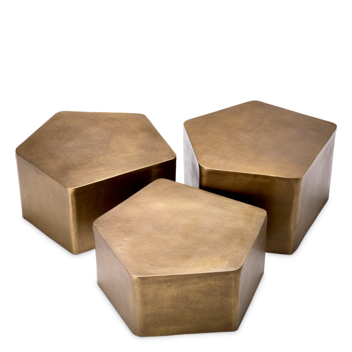 Eichholtz Veenazza Coffee Table Set Of 3 Vintage Brass Finish - Coffee Table Set of 3 Vintage Brass Finish Side Tables Sterling Home 5