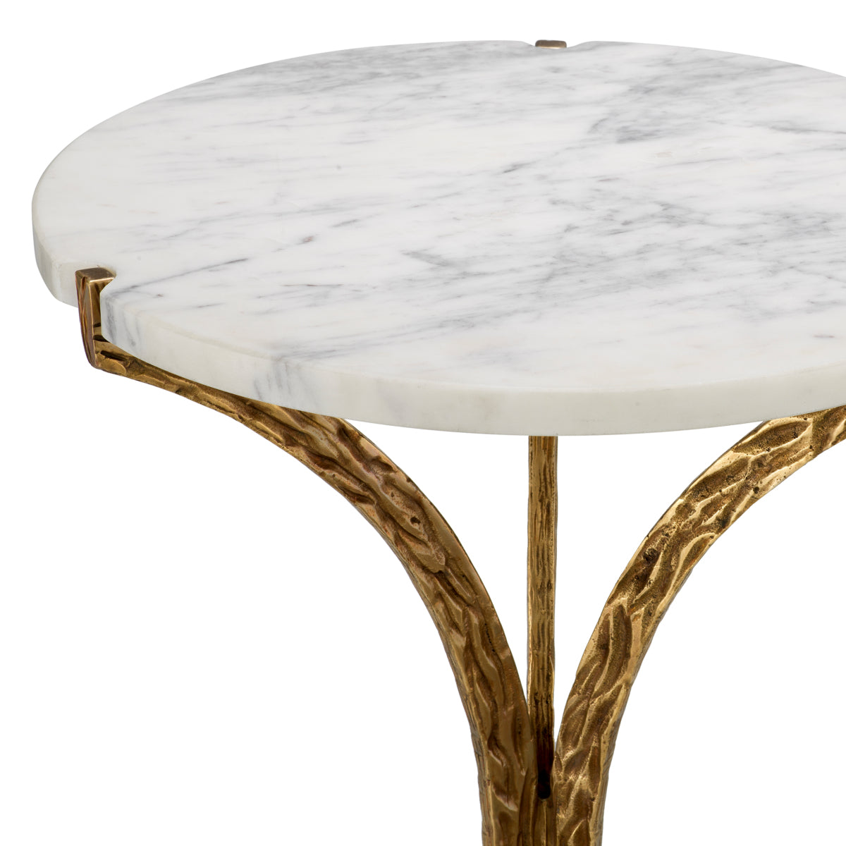 Eichholtz Emmeline Side Table White Marble / Vintage Brass Finish - Side Table White Marble / Vintage Brass Finish Side Tables Sterling Home 5