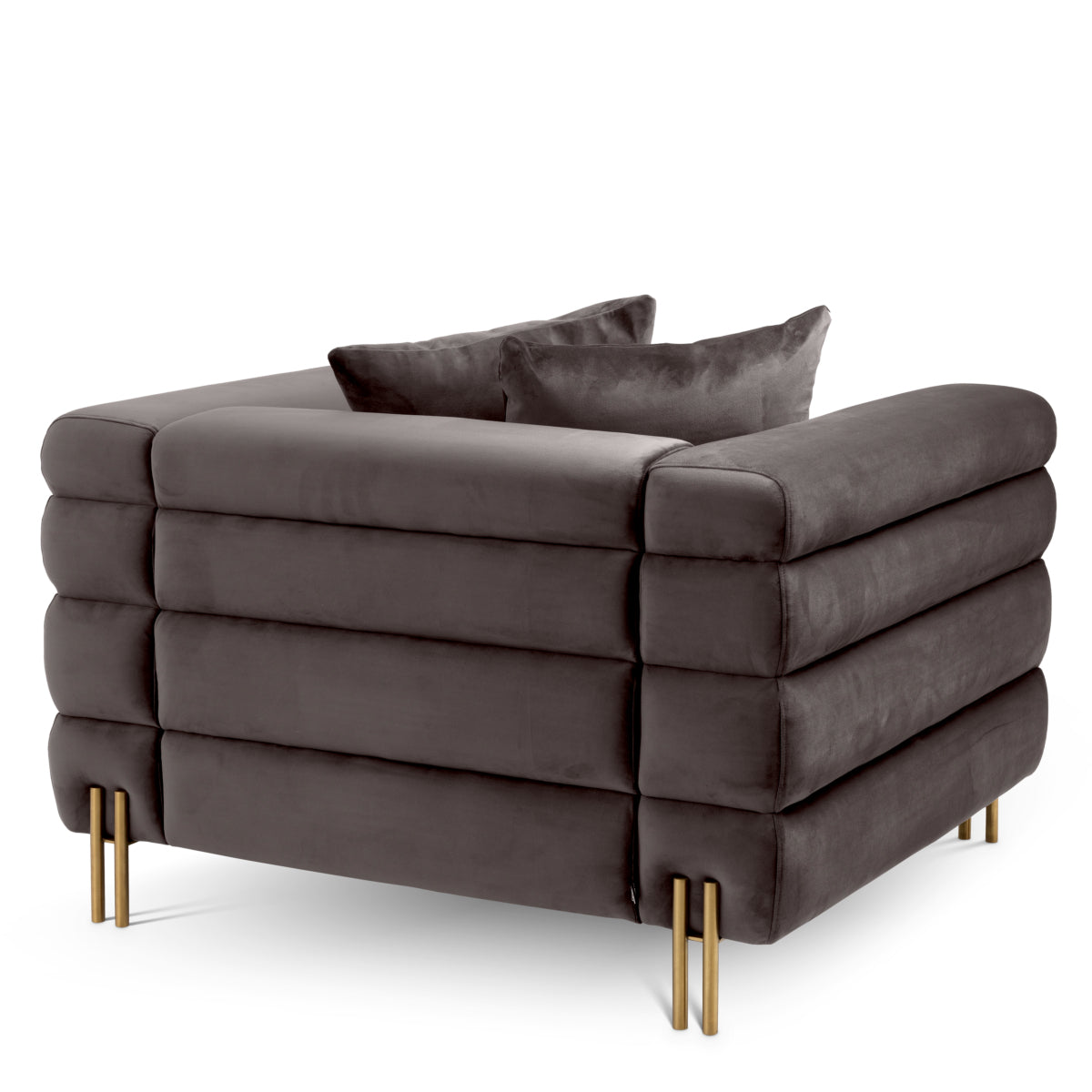 Eichholtz York Armchair Savona Grey Velvet Brushed Brass Legs - Armchair Savona Grey Velvet Armchairs Sterling Home 5