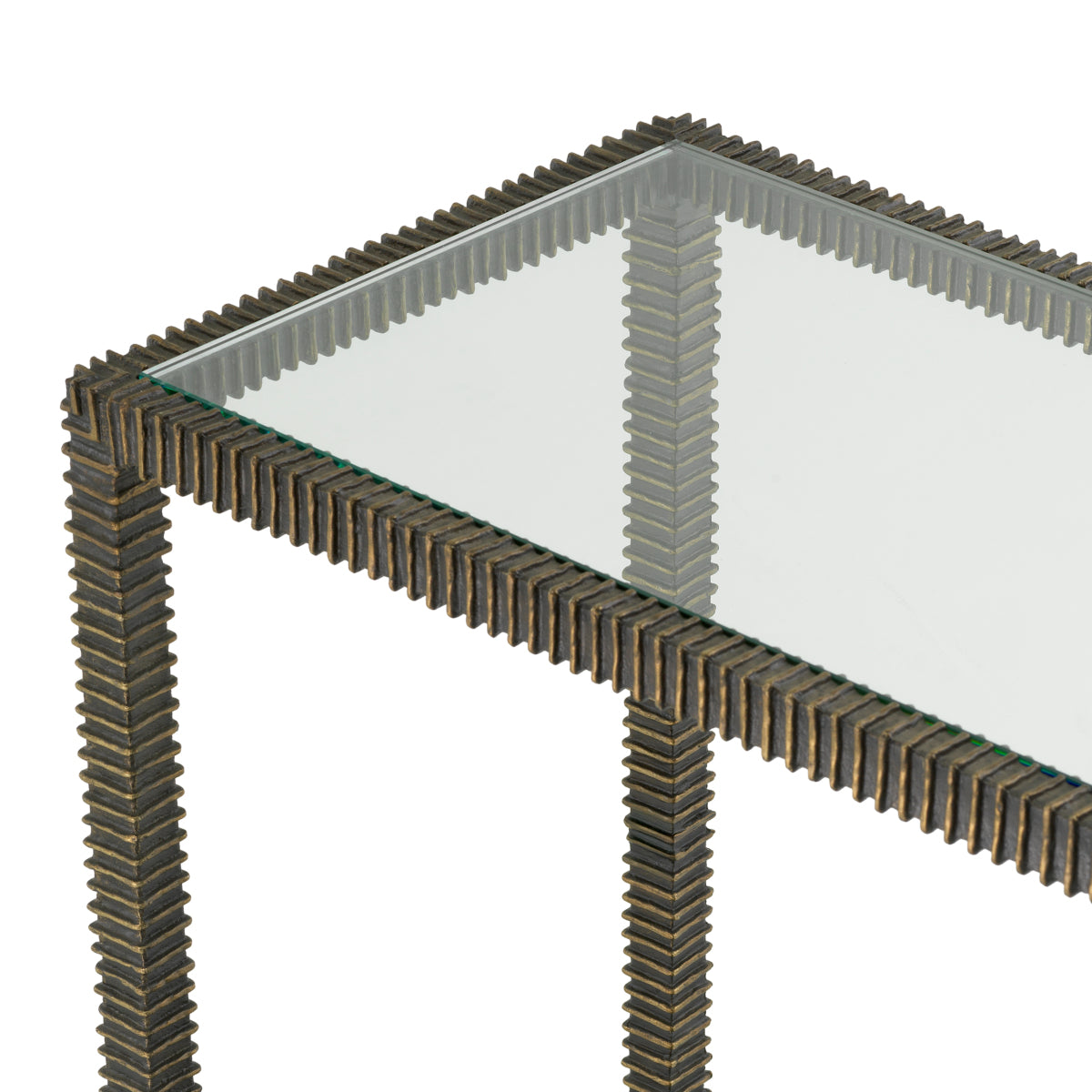 Eichholtz Bethesda Console Table Bronze Highlight Finish Clear Glass and Smoke Glass - Console Table Bronze Highlight Finish Side Tables Sterling Home 5