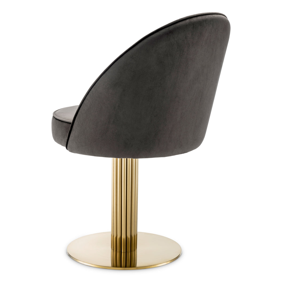 Eichholtz Dorland Swivel Dining Chair Roche Dark Grey Velvet Brushed Brass Finish - Dorland Dining Chair with Swivel Base Roche Dark Grey Velvet Brushed Brass Finish Dining Chair Sterling Home 5