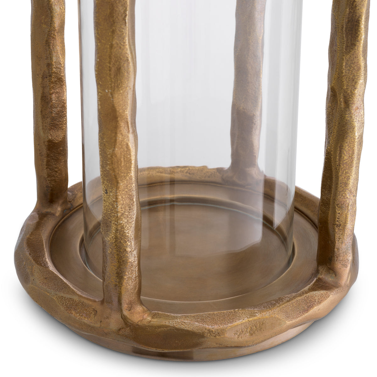 Eichholtz Throne Hurricane Lamp Vintage Brass Finish Clear Glass - Hurricane Throne Vintage Brass Finish Clear Glass Accessories Sterling Home 6