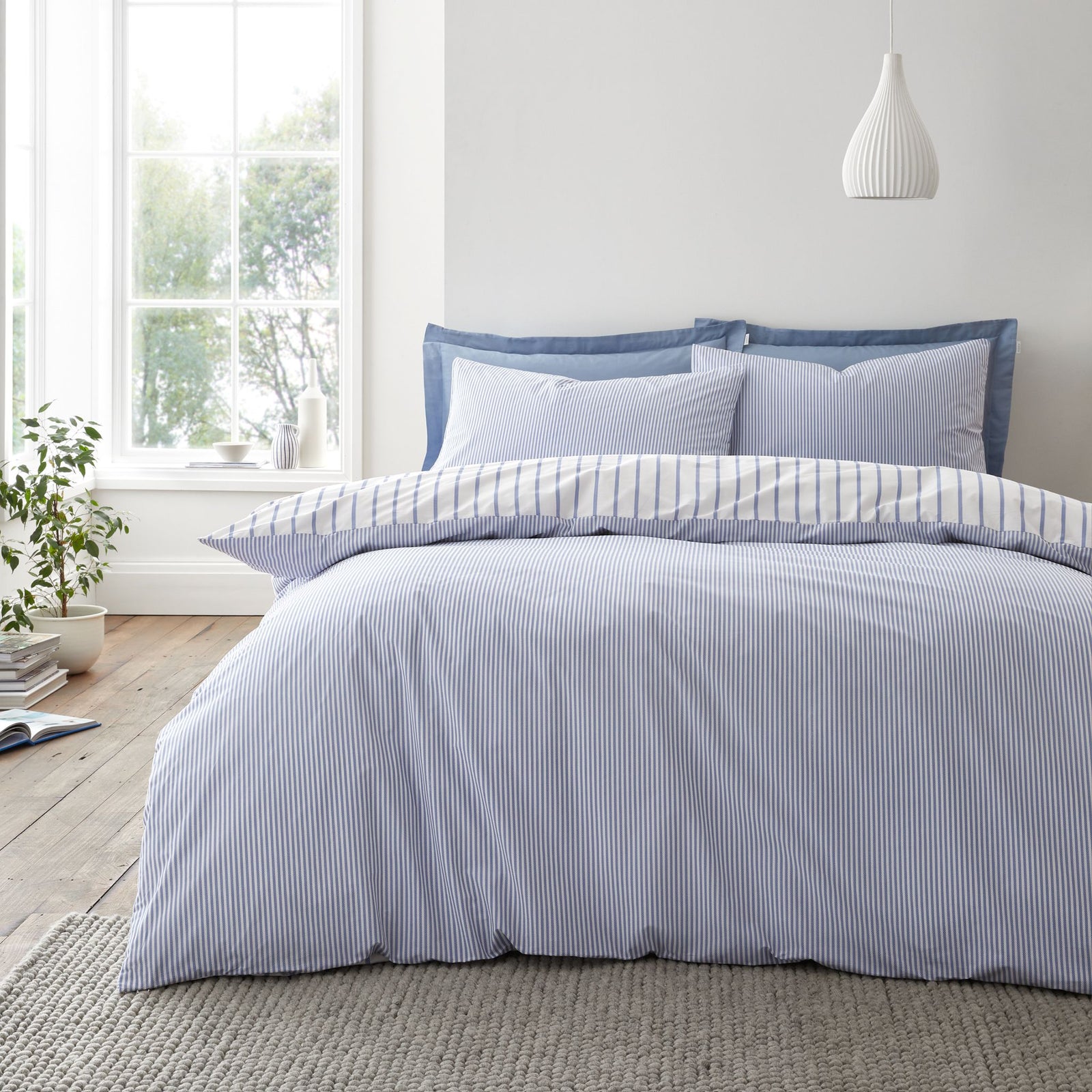 Bianca Hampton Stripe Blue Duvet Set - Hampton Stripe King Duvet Set Blue Sterling Home 2