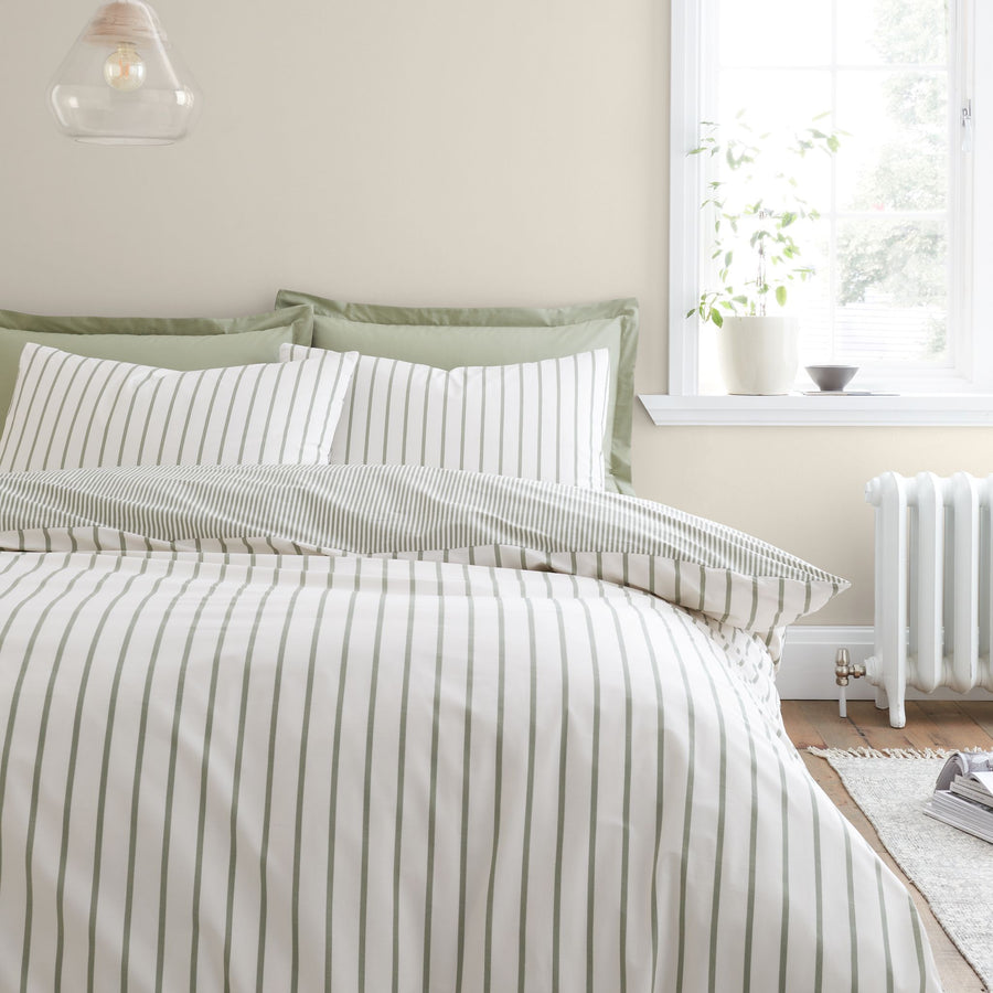 Bianca Hampton Stripe Green Duvet Set Sterling Home 1