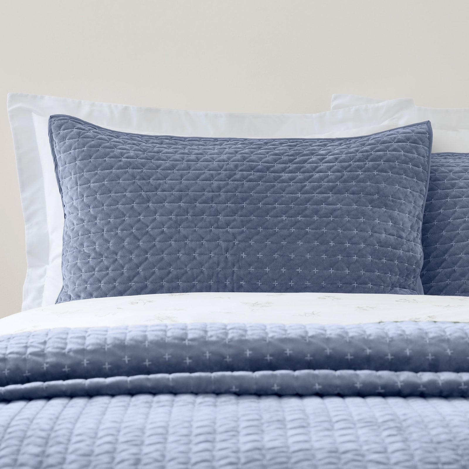 Bianca Attica Velvet Blue Pillowcase Pair - Attica Velvet Pillowsham Pair Blue Sterling Home 1