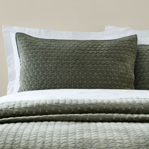 Bianca Attica Velvet Pillowcase Pair - Attica Velvet Pillowsham Pair Green Sterling Home 1