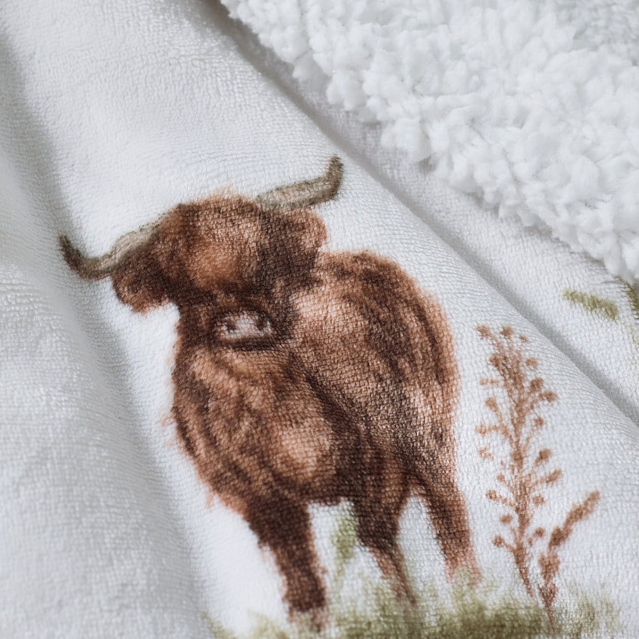 Catherine Lansfield Angus Highland Cow Duvet Set Super King - Angus Highland Cow Throw 130X170CM Sterling Home 2