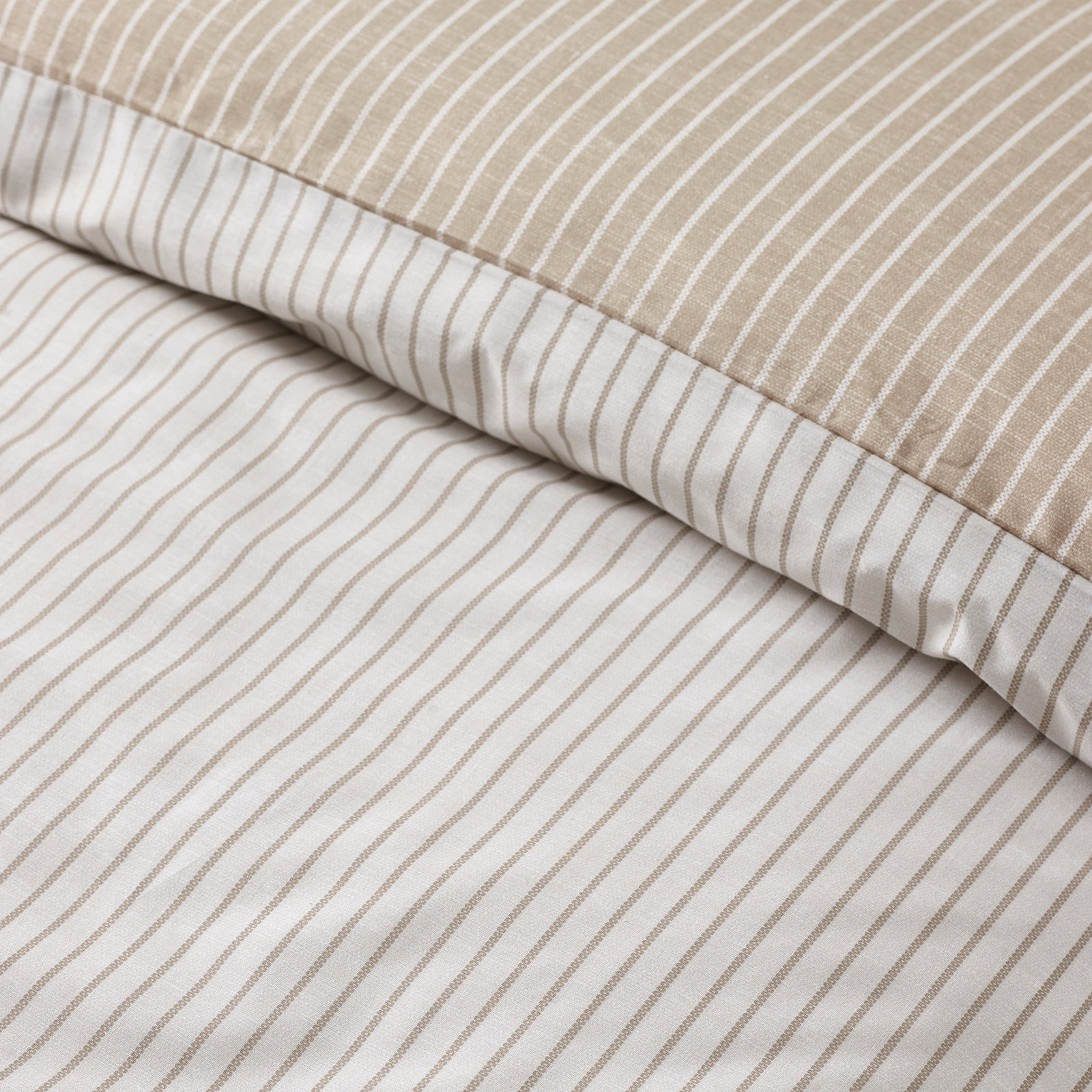 Catherine Lansfield Oxford Pinestripe Natural Duvet Set - Oxford Pinestripe Natural Duvet Set Super King Sterling Home 2