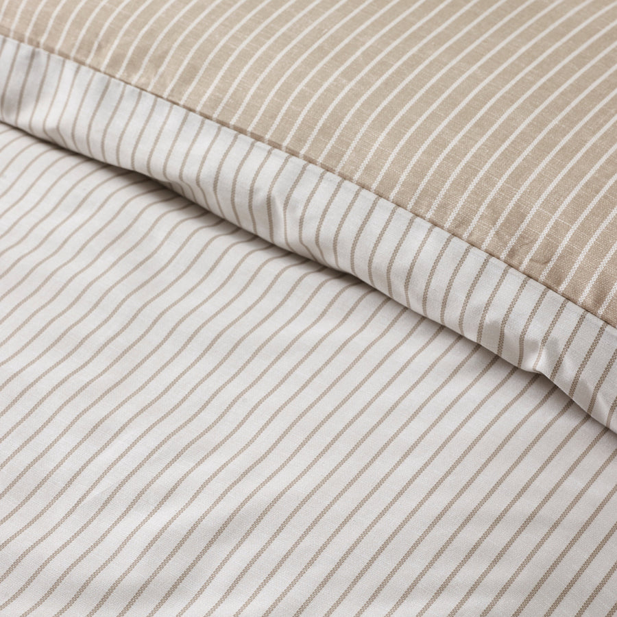 Catherline Lansfield Oxford Pinestripe Natural Duvet Set Super King - Oxford Pinestripe Natural Duvet Set Super King Sterling Home 2