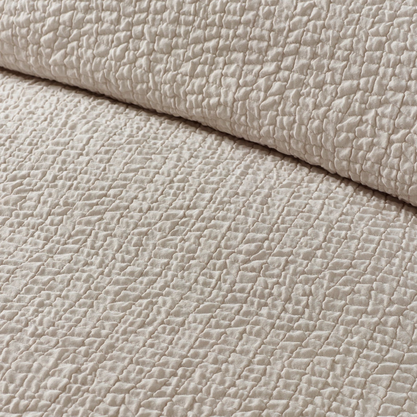 Catherine Lansfield Crinkle Seersucker Natural Duvet Set - Crinkle Seersucker Natural Duvet Set King Sterling Home 3