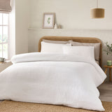 Catherine Lansfield Crinkle Seersucker White Duvet Set