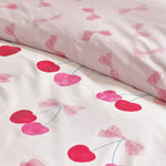 Catherine Lansfield Cherries And Bows Duvet Set Pink - Cherries And Bows Double Duvet Set Pink