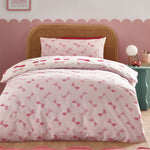Catherine Lansfield Cherries And Bows Duvet Set Pink - Cherries And Bows Double Duvet Set Pink