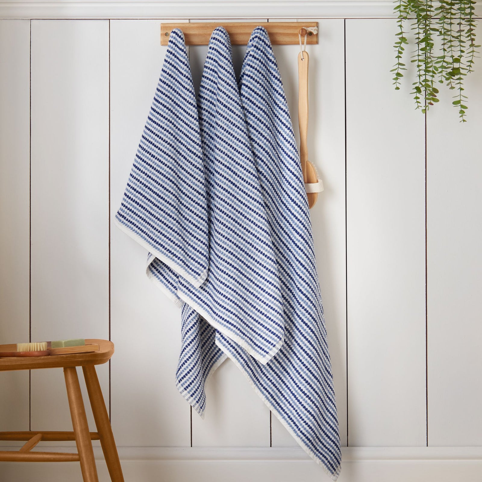 Catherine Lansfield Rice Weave Stripe Towel Blue - Rice Weave Stripe Bath Towel Blue Sterling Home 1