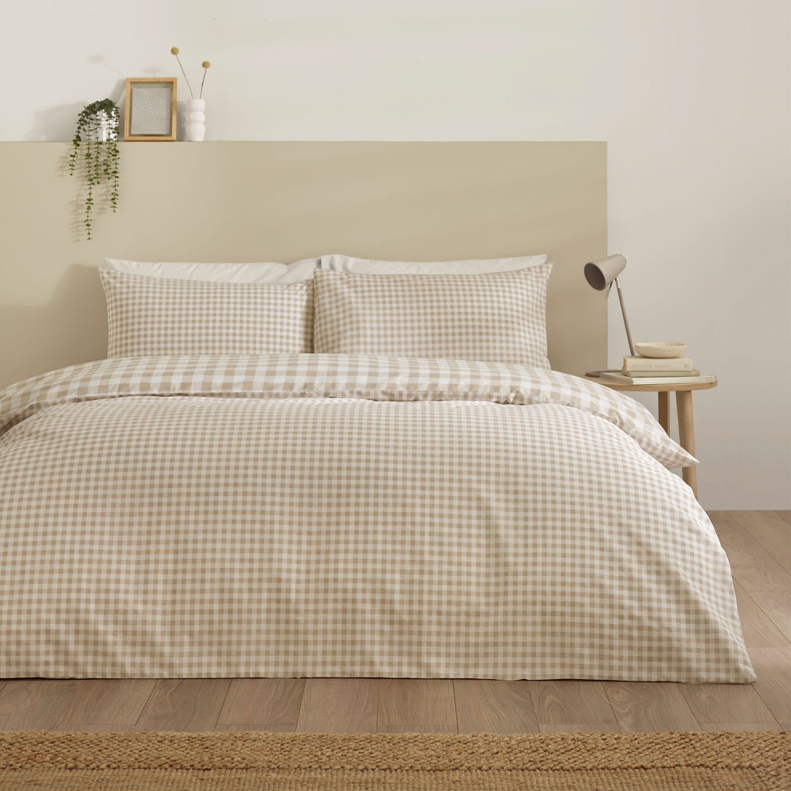Catheine Lansfield Bamford Gingham Cream Check Duvet Set - SALE Bamford Gingham Natural Check Duvet Set Double Sterling Home 2