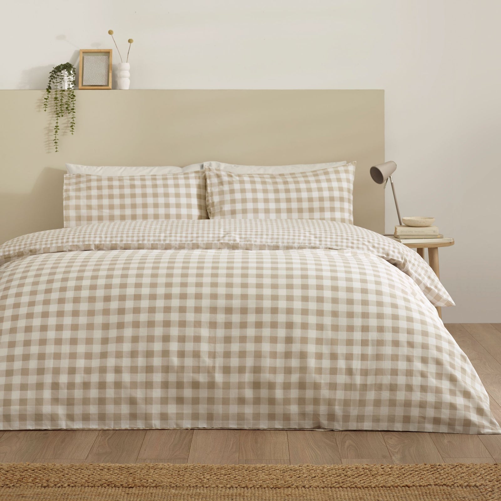 Catheine Lansfield Bamford Gingham Cream Check Duvet Set - SALE Bamford Gingham Natural Check Duvet Set Double Sterling Home 1