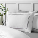Catherine Lansfield So Soft Mono Satin Stich White Duvet Set - So Soft Mono Satin Stich White Duvet Set King Sterling Home 2
