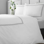 Catherine Lansfield So Soft Mono Satin Stich White Duvet Set - So Soft Mono Satin Stich White Duvet Set King Sterling Home 4