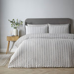 Catherine Lansfield So Soft Seersucker Grey Stripe Duvet Set - So Soft Seersucker Grey Stripe Duvet Set Double Sterling Home 1