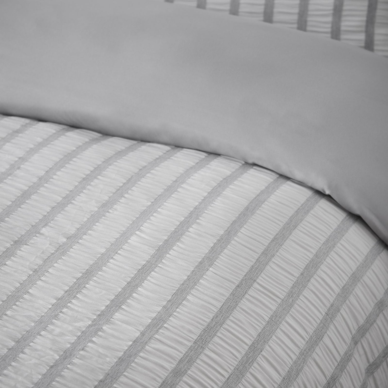 Catherine Lansfield So Soft Seersucker Grey Stripe Duvet Set - So Soft Seersucker Grey Stripe Duvet Set Double Sterling Home 3