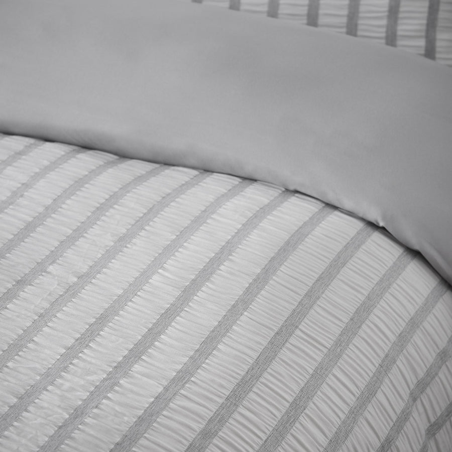 Catherine Lansfield So Soft Seersucker Grey Stripe Duvet Set - So Soft Seersucker Grey Stripe Duvet Set Double Sterling Home 3