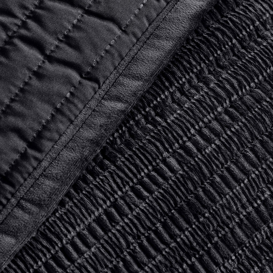 Catherine Lansfield Velvet Pinsonic Black Bedspread - Velvet Pinsonic Black Bedspread 220X220CM Sterling Home 2