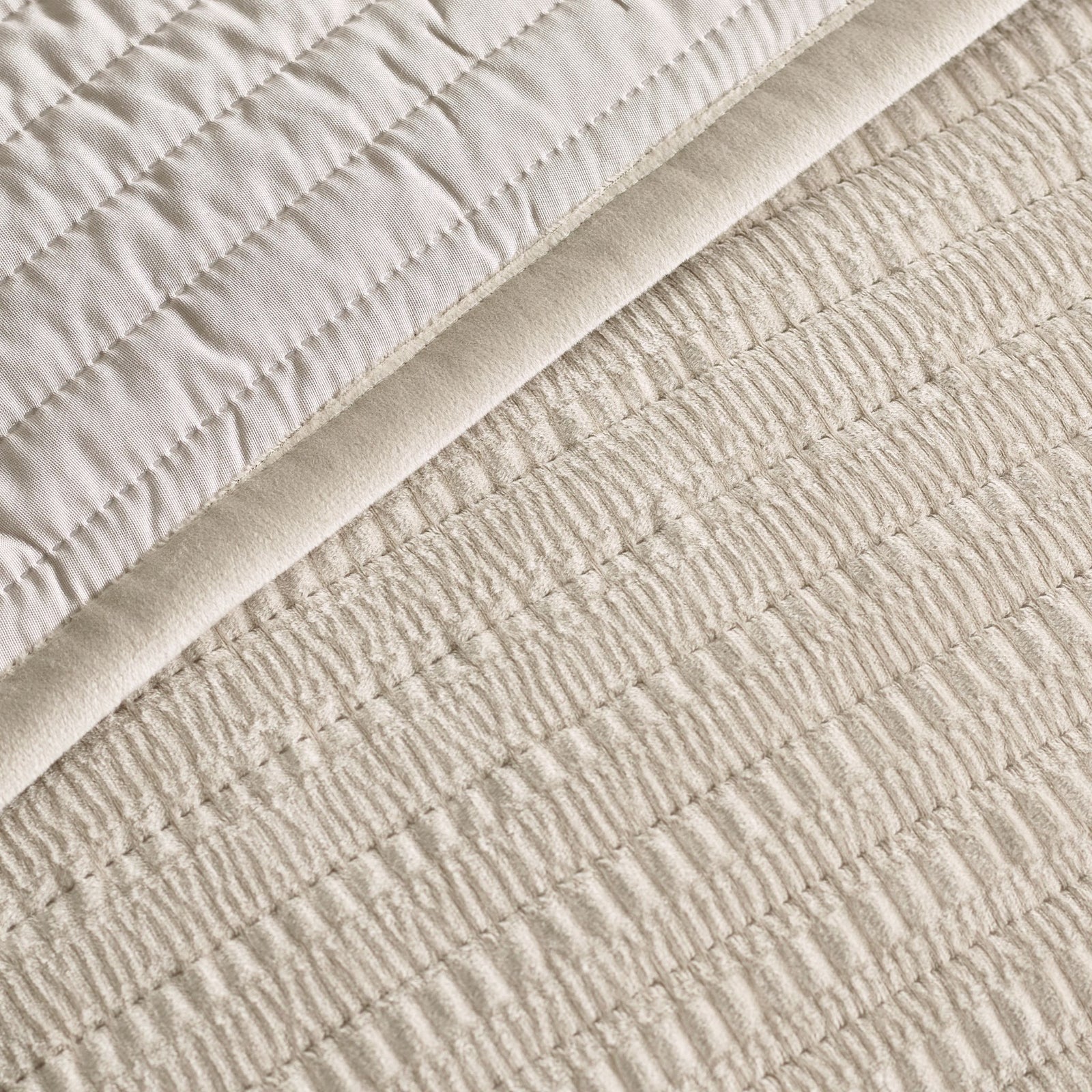 Catherine Lansfield Velvet Pinsonic Cream Bedspread - Velvet Pinsonic Natural Bedspread 220X220CM Sterling Home 2