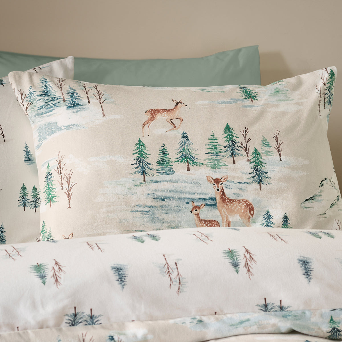Catherine Lansfield Brushed Christmas Deer Duvet Set - Cl Brushed Christmas Deer Duvet Set King Sterling Home 3