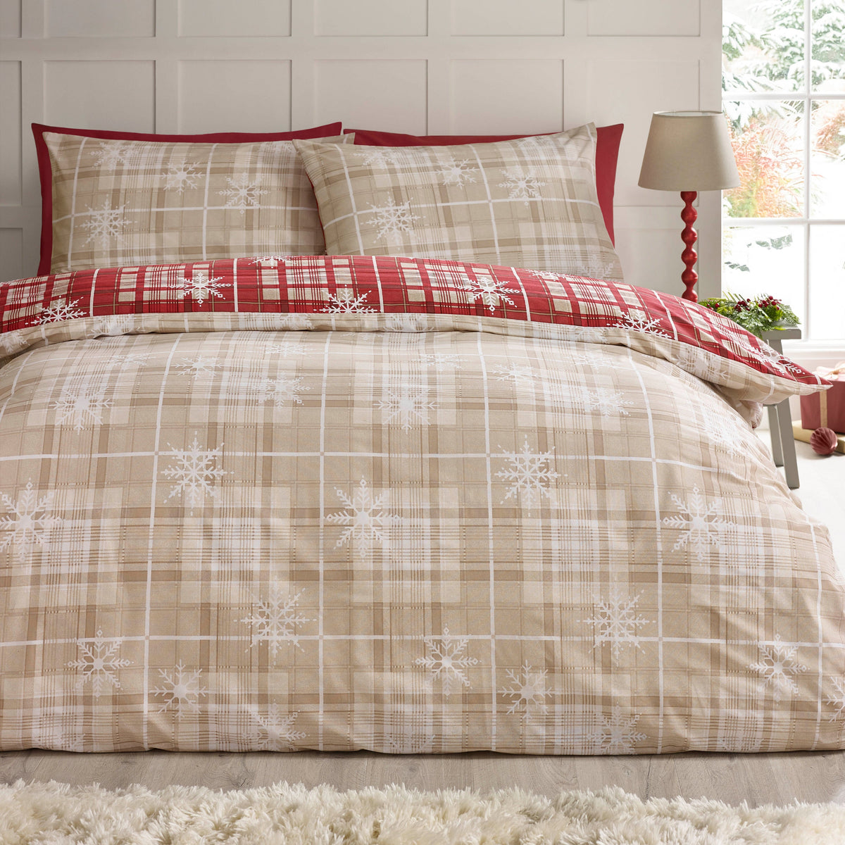 Catherine Lansfield Christmas Scandi Check Duvet Set - Cl Christmas Scandi Check Duvet Set Double Sterling Home 2