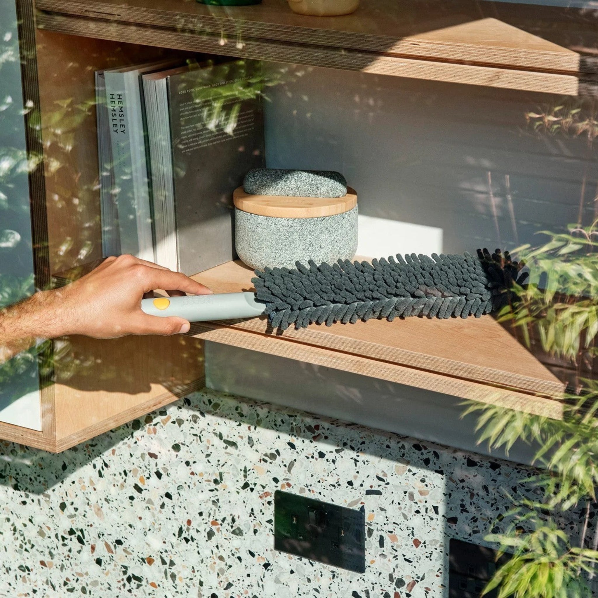 Joseph Joseph Grey Duster With Cover - 3-in-1 Duster with Storage Sheath Sterling Home 4