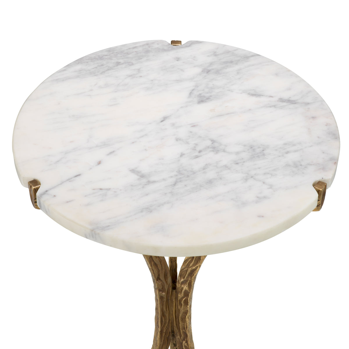 Eichholtz Emmeline Side Table White Marble / Vintage Brass Finish - Side Table White Marble / Vintage Brass Finish Side Tables Sterling Home 6