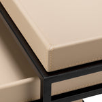 Eichholtz Leonard Set Of 3 Side Tables Matte Black Finish Light Brown Faux Leather - Side Tables Set of 3 Matte Black Finish Light Brown Faux Leather Side Tables Sterling Home 6