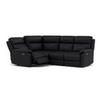 Fara Small Corner Recliner Sofa - Combination 4 1 Corner 2 with 2 Power Recliners Cat 25S - Left Hand Facing - Power Recliner with USB Sterling Home 15 NCS-023C BLACK
