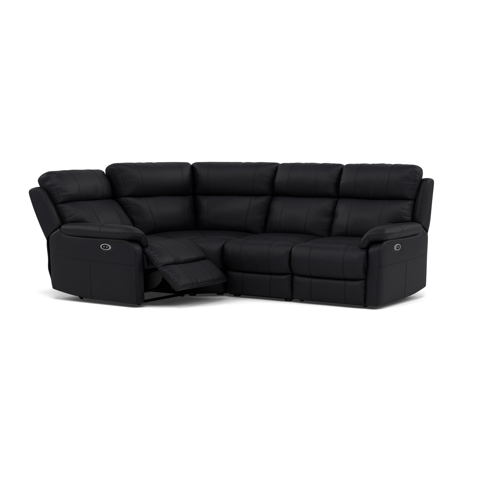 Fara Small Corner Recliner Sofa - Combination 4 1 Corner 2 with 2 Power Recliners Cat 25S - Left Hand Facing - Power Recliner with USB Sterling Home 15 NCS-023C BLACK