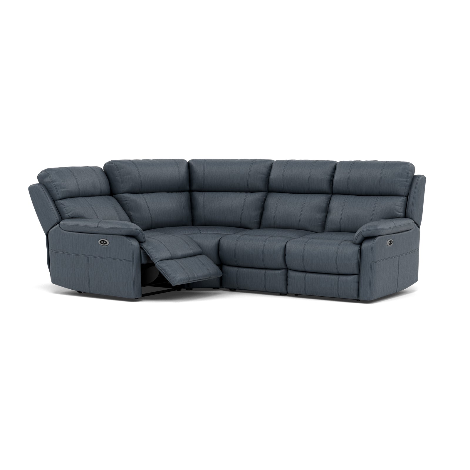 Fara Small Corner Recliner Sofa - Combination 4 1 Corner 2 with 2 Power Recliners Cat 25S - Left Hand Facing - Power Recliner with USB Sterling Home 16 NCS-313E OCEAN BLUE