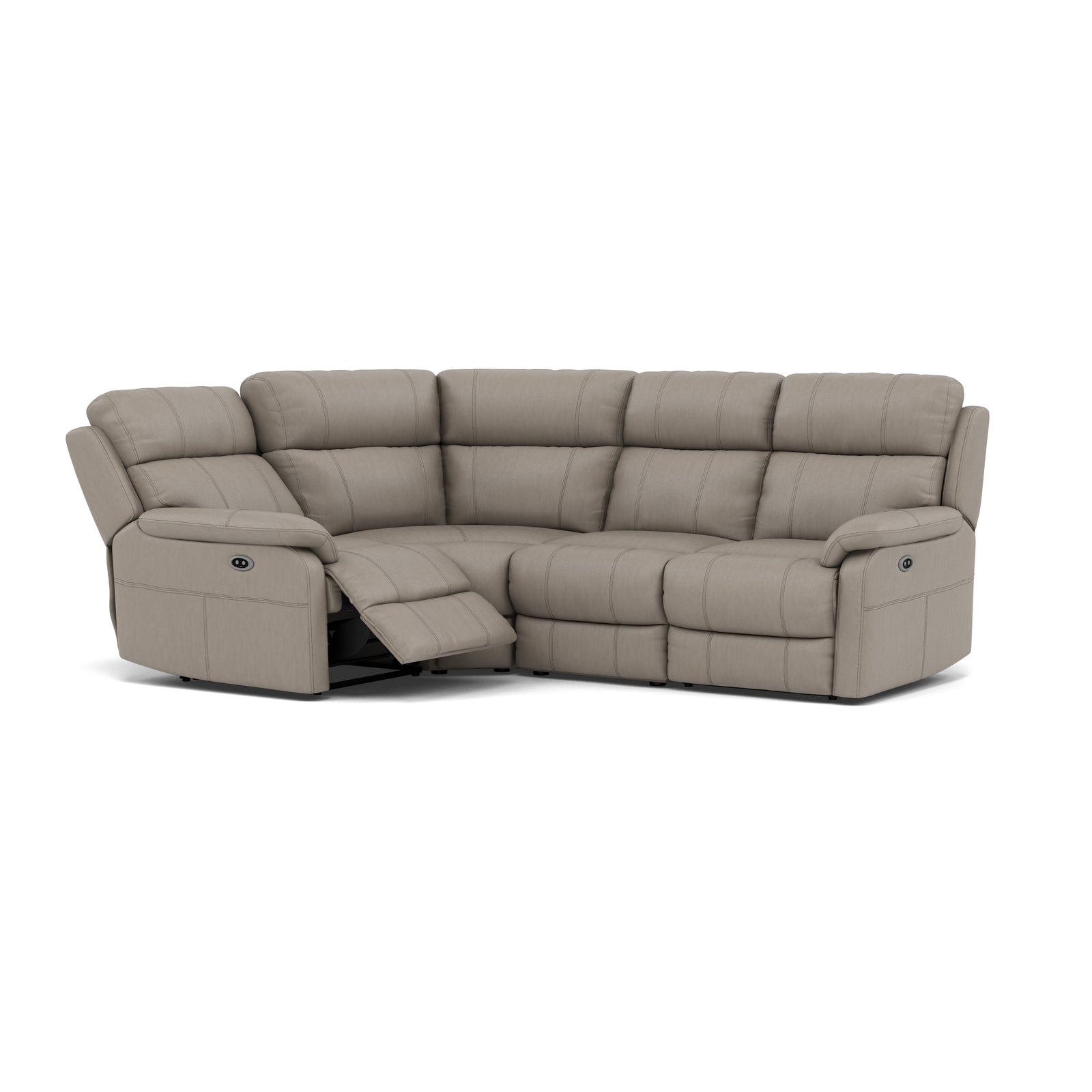 Fara Small Corner Recliner Sofa - Combination 4 1 Corner 2 with 2 Power Recliners Cat 25S - Left Hand Facing - Power Recliner with USB Sterling Home 13 NCS-722A TAUPE