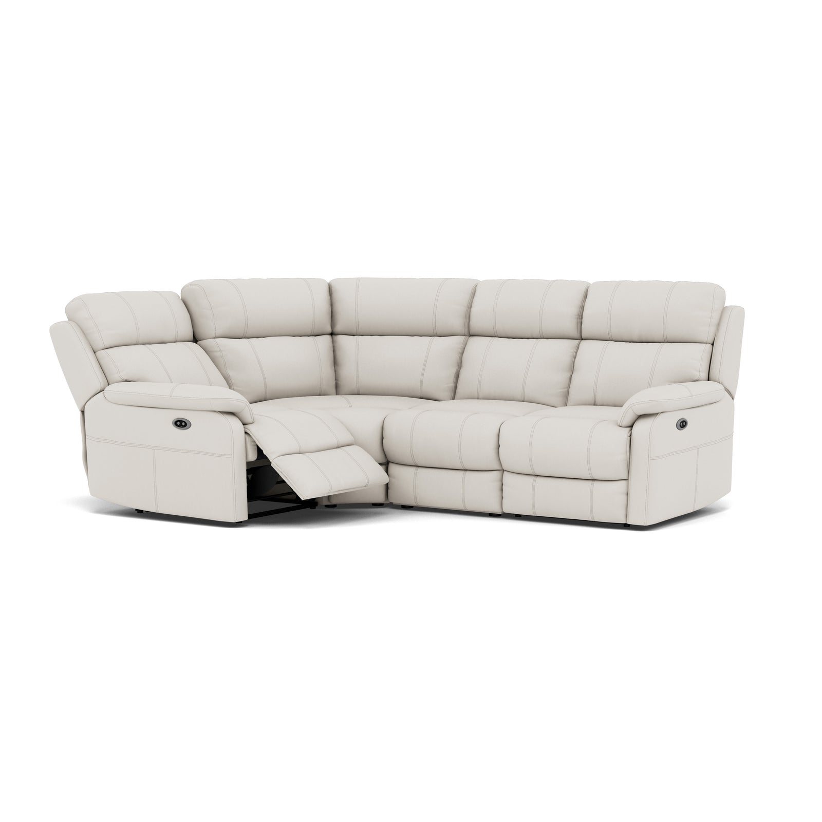 Fara Small Corner Recliner Sofa - Combination 4 1 Corner 2 with 2 Power Recliners Cat 25S - Left Hand Facing - Power Recliner with USB Sterling Home 5 NCS-744D STAR WHITE