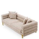 Eichholtz York 3 Seater Sofa Mademoiselle Beige Brushed Brass Legs - 3 Seater Sofa Mademoiselle Beige 3 Seater Sofas Sterling Home 6