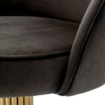 Eichholtz Dorland Swivel Dining Chair Roche Dark Grey Velvet Brushed Brass Finish - Dorland Dining Chair with Swivel Base Roche Dark Grey Velvet Brushed Brass Finish Dining Chair Sterling Home 6