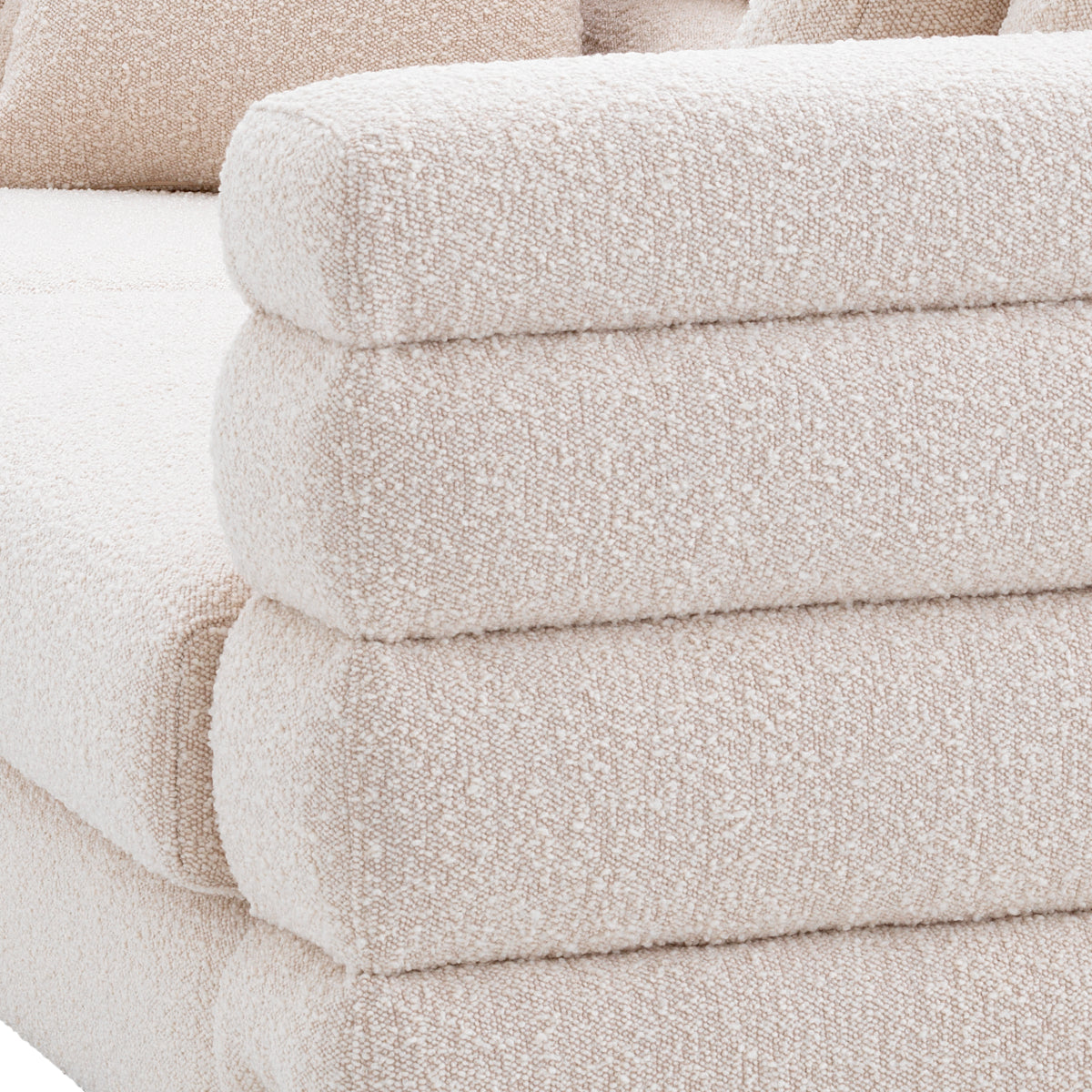 Eichholtz York 3 Seater Sofa Boucle Cream With Brushed Brass Legs - 3 Seater Sofa Boucle Cream 3 Seater Sofas Sterling Home 6