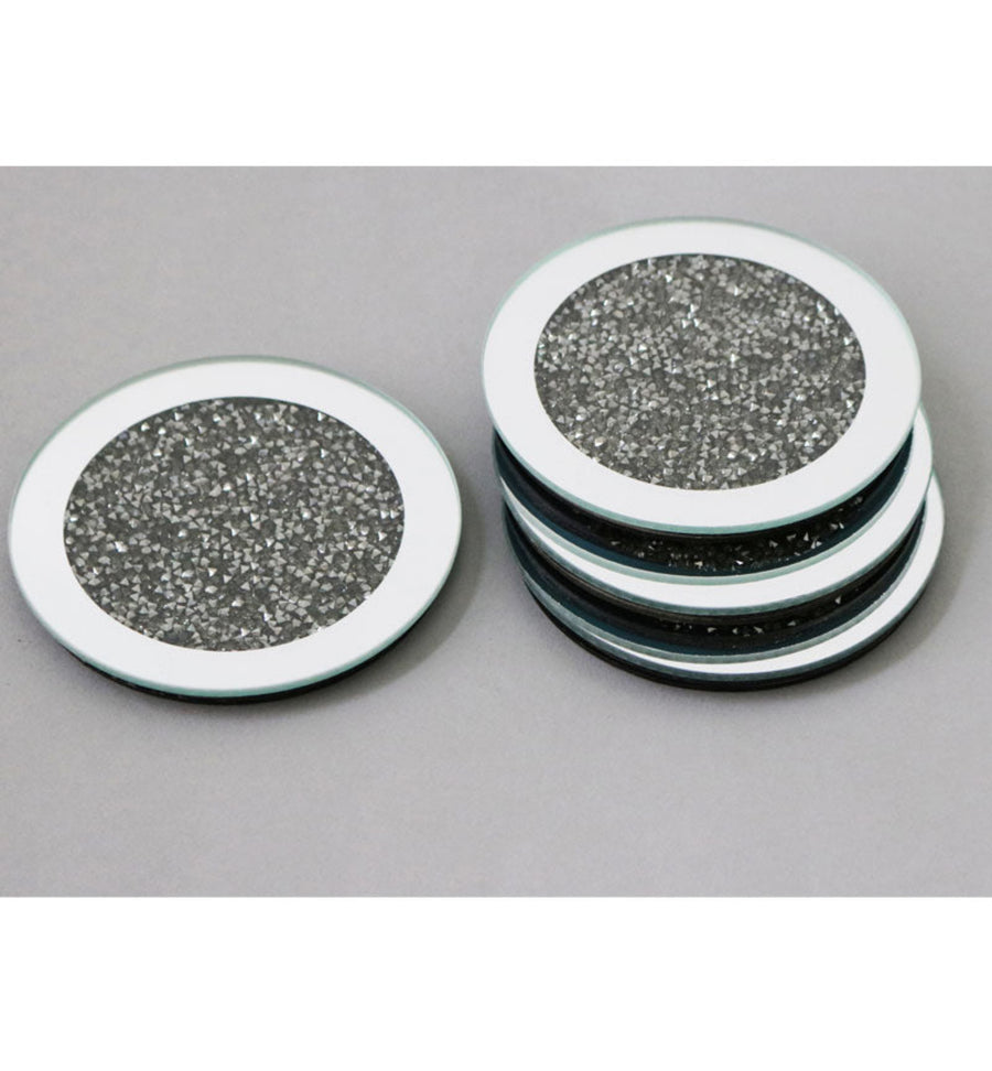 Round Grey Set of 4 Coasters - Round Grey Coasters Set 4 Sterling Home 2