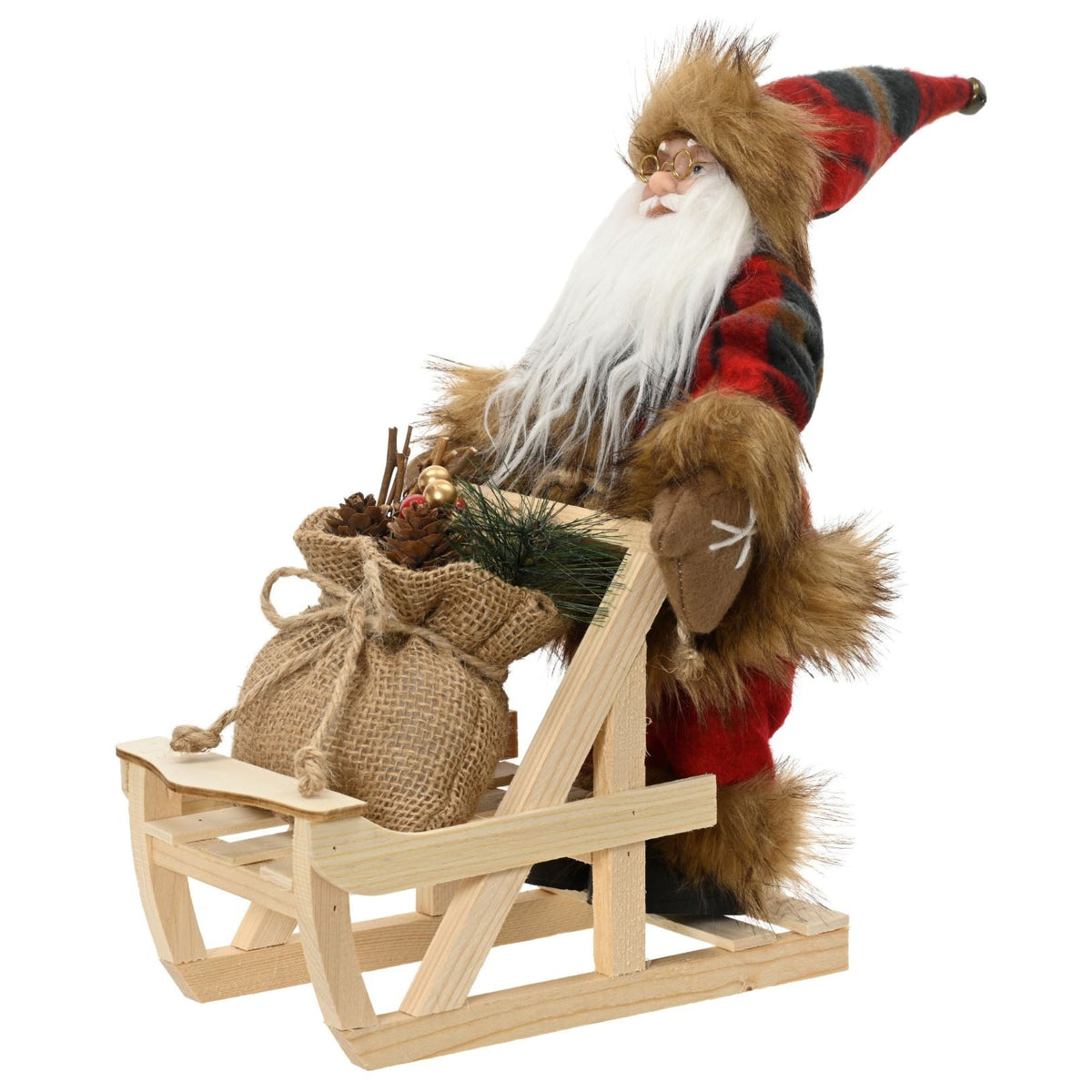 Santa On Wooden Sleigh 35CM - Santa On Wooden Sleigh 35CM Sterling Home 1