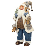 Blue Santa With Skis And Snowflake Hat 45CM