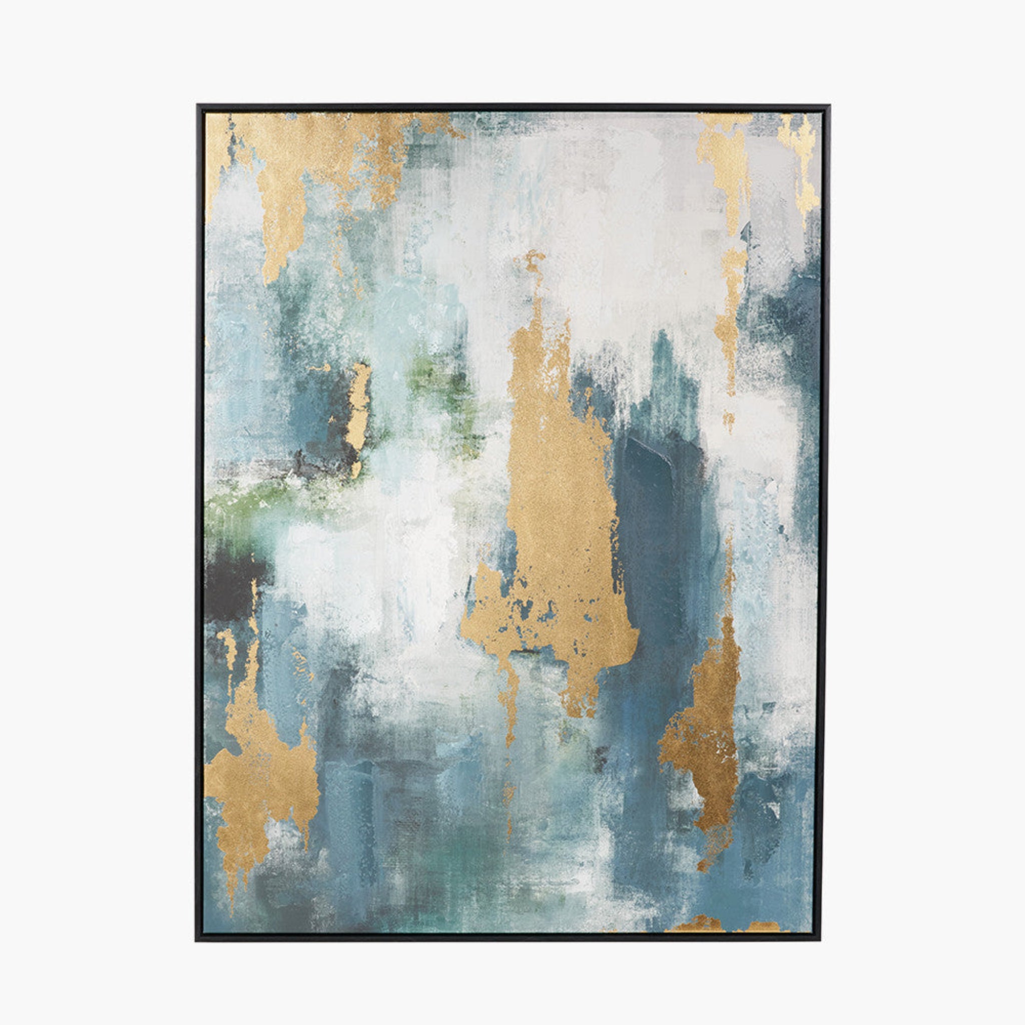 Gold & Blue Tone Abstract Canvas 90x120Cm - Gold & Blue Tone Abstract Canvas 90x120Cm Sterling Home 5