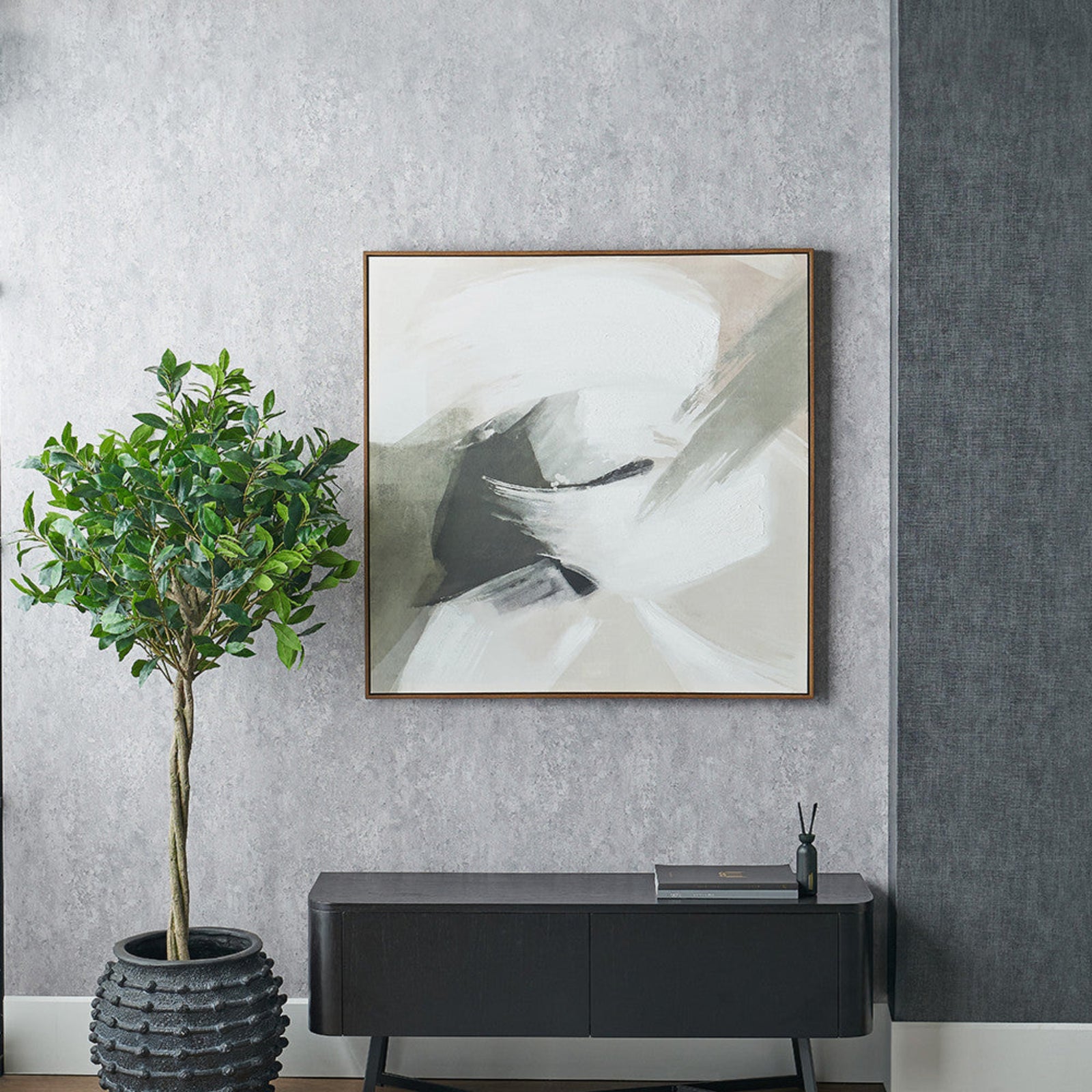 Monochrome Abstract Square Canvas - Monochrome Abstract Square Canvas 100CM Sterling Home 1