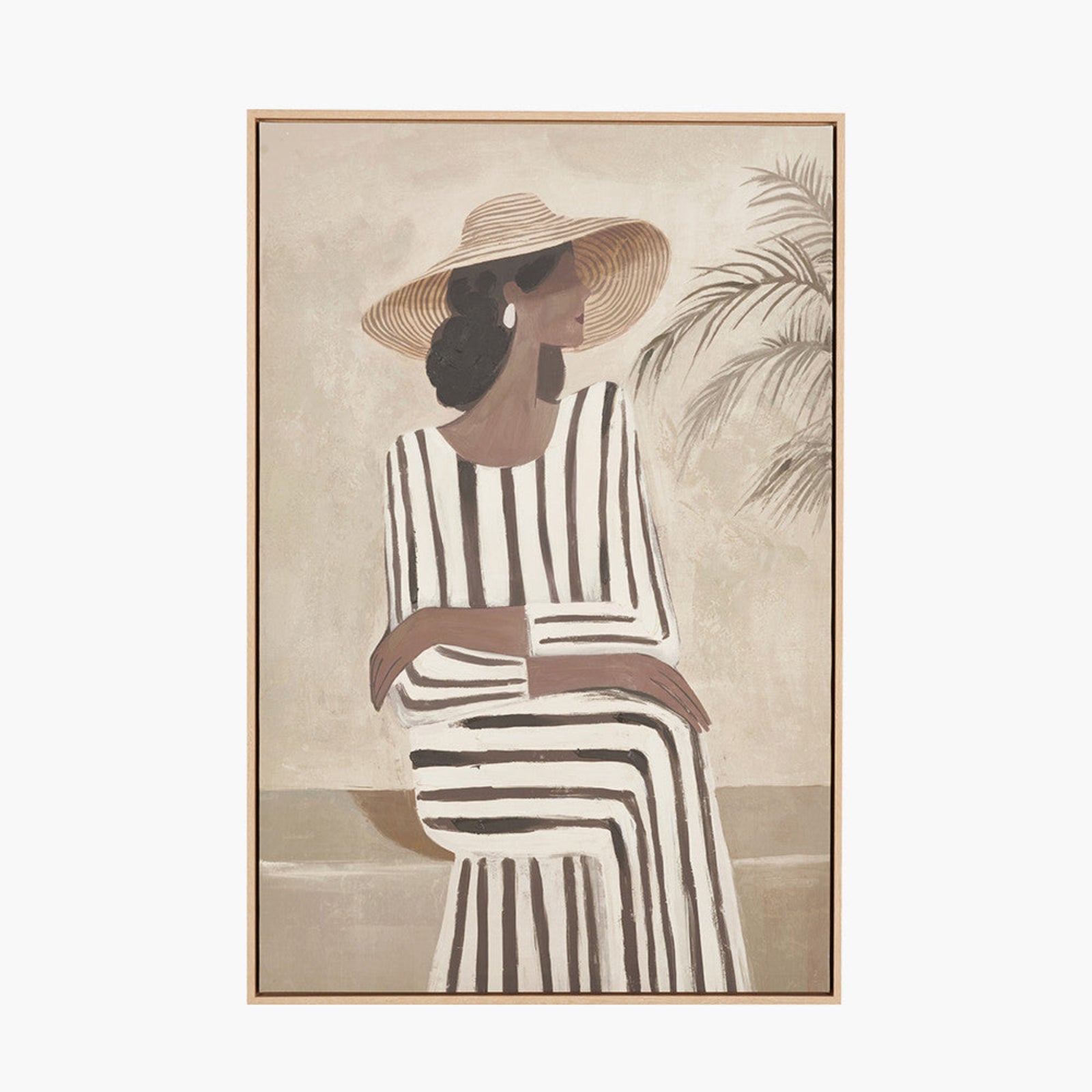Striped Dress Lady Design Canvas with Natural Frame Sterling Home 3