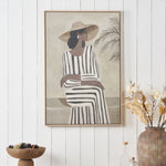 Striped Dress Lady Design Canvas with Natural Frame Sterling Home 1
